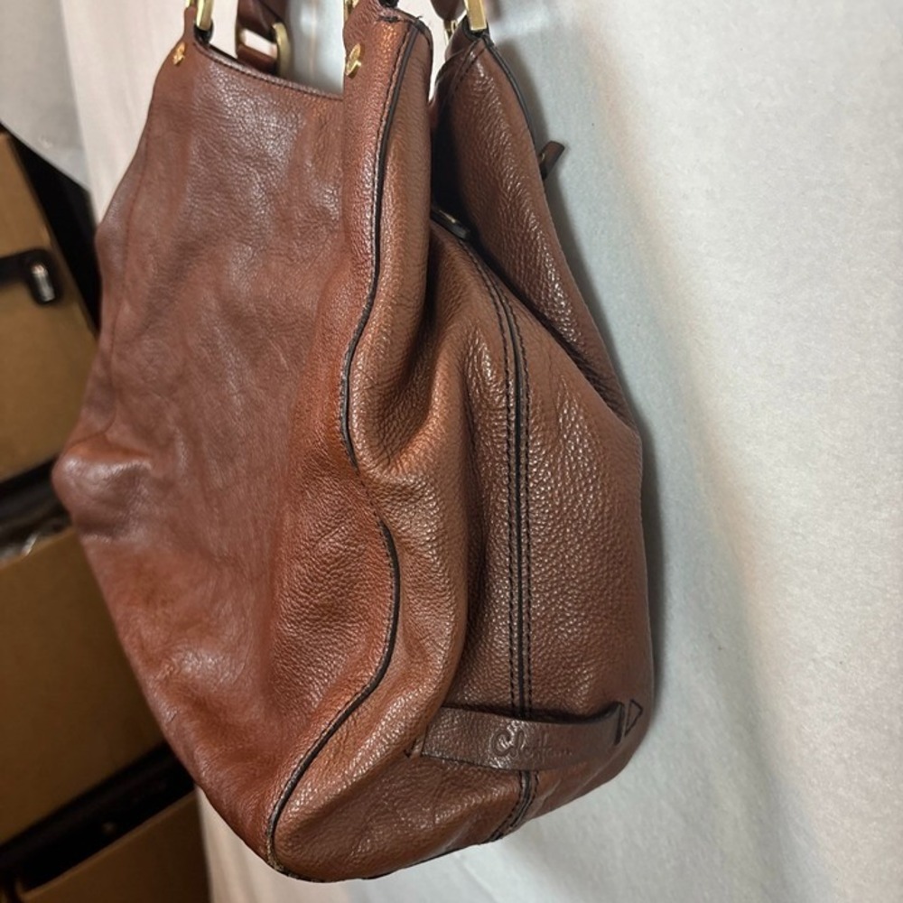 Cole Haan Hobo Bag Womens Large Brown Leather Excellent Braided Strap D-Ring - Picture 12 of 12